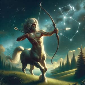 Sagittarius Zodiac Sign - Centaur with Bow and Stars