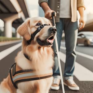 Trained Golden Retriever Guide Dog Assistance | South Asian Male