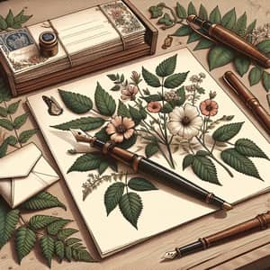 Vintage Botanical Stationery Illustration
