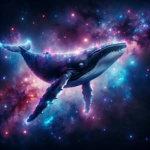 Whale Flying Through Cosmos | Surreal Space Exploration