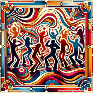 Vintage Album Cover: Abstract Scene of Dancing People
