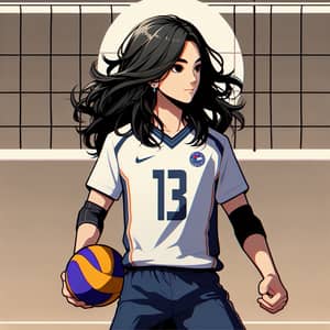 3D Cartoon of Young Man Playing Volleyball in University Uniform