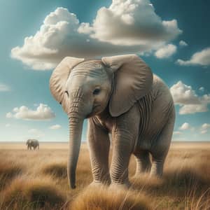 Majestic Elephant Standing in Grassland
