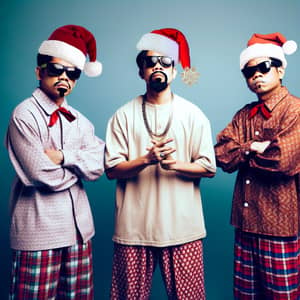 Filipino Men in Festive Sleepwear & Santa Hats | Hiphop Poses