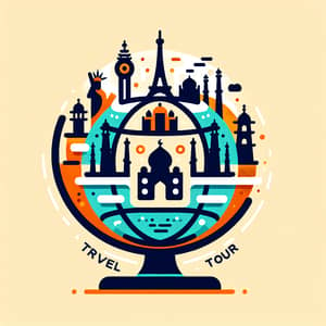 Vibrant Globe Illustration with Iconic Landmarks | Easy Tour Travel Agency