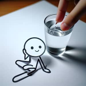 2D Stick Figure Enjoying Water – Hand-Drawn Art