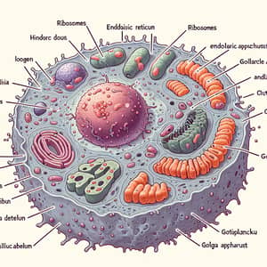 Detailed Overview of Cell Parts: Nucleus, Mitochondria, Ribosomes, ER, Golgi & Cytoplasm