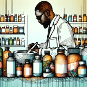 Abstract Pharmacist Artwork: Vibrant Diversity in Pharmaceutical Profession