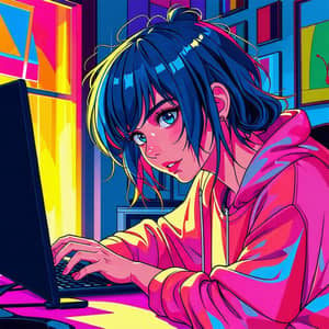 Anime Enthusiast Immersed in Vibrant Manga Art | Website