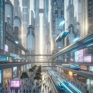 Futuristic Cityscape with Diverse Population | Hyper-Advanced Civilization