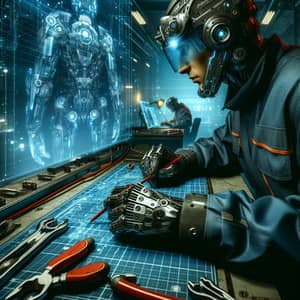 Futuristic Engineer in Cyberpunk Setting