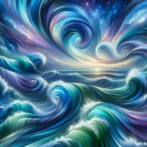 Abstract Ocean Waves: Colorful Patterns in Motion