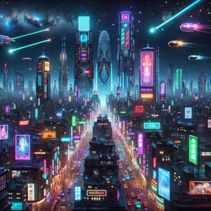 Vibrant Cyberpunk Cityscape: Futuristic Skylines & Neon Lights
