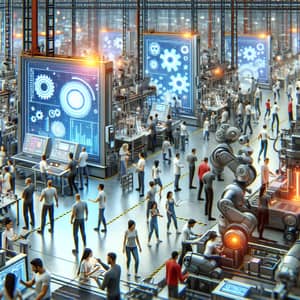 Futuristic Factory | Diverse Workers & Advanced Tech Production