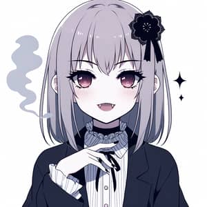Pretty and Cute Vampire Anime Girl Smoking - Enigmatic Charm