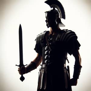 Ancient Roman Soldier Silhouette Holding a Sword