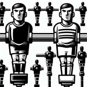 Detailed Black and White Foosball Character Vector Illustration