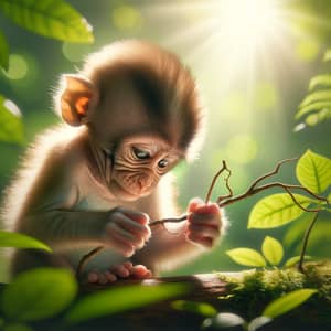 Curious Monkey in Tropical Rainforest | Playful Activity