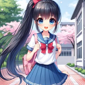 Anime Style High School Girl in Sailor Fuku