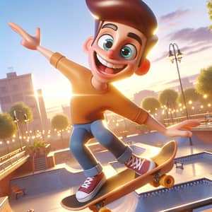 Exciting Skateboarder Performing Daring Trick | Animation Style