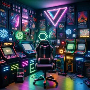 90's Retro Gamer Room: Cyberpunk Style with RGB Colors
