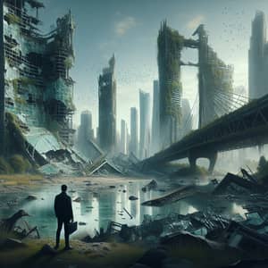 Post-Apocalyptic City: Desolate Ruins and Nature Reclamation