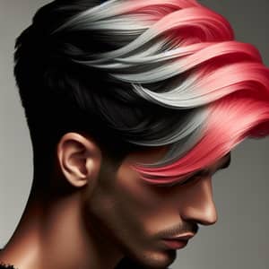 Trendy Hairstyle with Pink, Black & Silver Colors