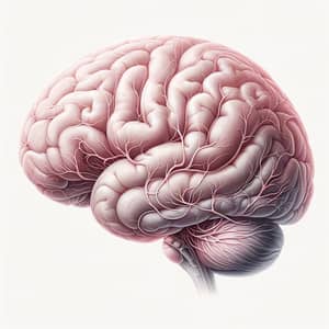 Detailed Illustration of Human Brain from Lateral View