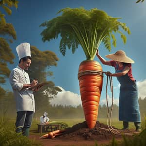Oversized Carrot Manipulation in Natural Landscape
