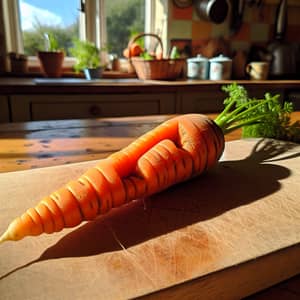 Vibrant Orange Carrot with Unique '1' Shape | Farm Fresh Produce