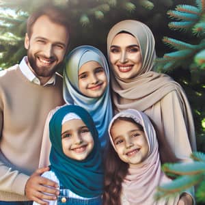 Happy Family Photo Under Spruce Tree | Cultural Tradition Showcase