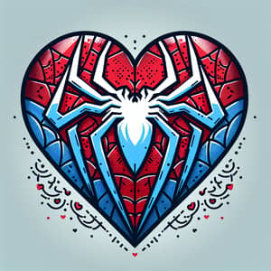 Spider-inspired Heart Design | Red & Blue Stylized Pattern