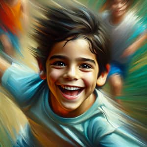 Energetic Hispanic Boy Portrait | Joyful Childhood Innocence