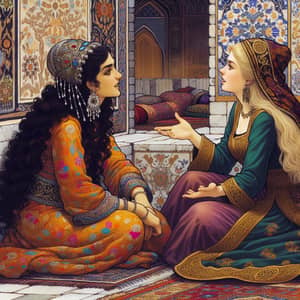 Safavid Court Women in Intense Conversation