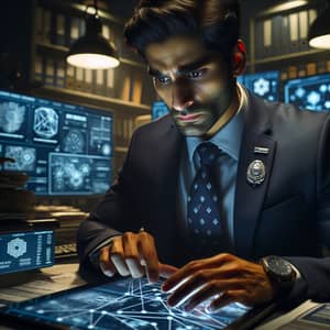 Professional South Asian Investigator Officer Solving Complex Case