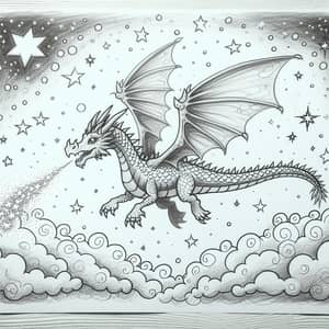 Majestic Dragon Soaring Through Starlit Sky