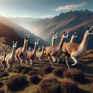 Graceful Llamas Journeying Through Scenic Mountains