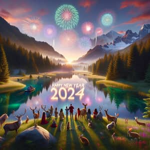 Happy New Year 2024 Celebration in Stunning Natural Setting