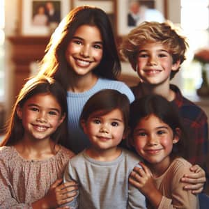 Loving Family Portrait with Diverse Children | Heartwarming Siblings