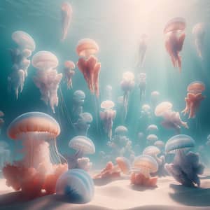 Graceful Movements of Floating Jellyfish in Ethereal Ambiance
