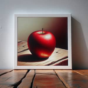 Colombian Cordoban Style Artwork of a Red Apple on Wooden Table