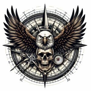 Realistic Eagle and Skull Tattoo Design for Right Pectoral