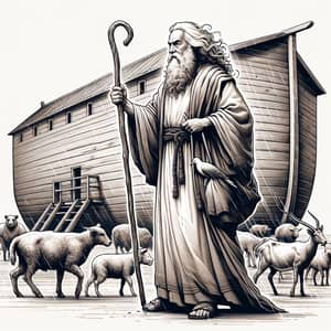 Ancient Depiction of Noah: The Biblical Figure with Animals