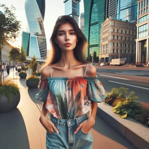 Stylish Summer Top Fashion - Urban Woman in the City