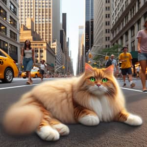 Orange Tabby Cat in Manhattan District | City Street Scene