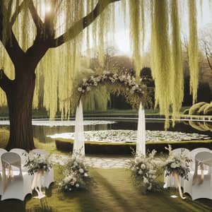 Romantic Wedding Arch Beside Weeping Willow Tree