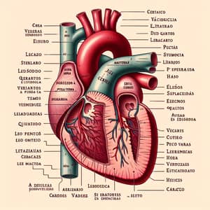 Anatomical Illustration of Heart with Spanish Labels