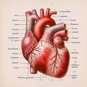 Detailed Human Heart Drawing for School Assignment