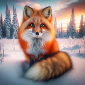 Majestic Snow Fox in Enchanting Winter Scene