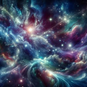Cosmic Dreamscape: Swirling Colors, Stars, Nebulae